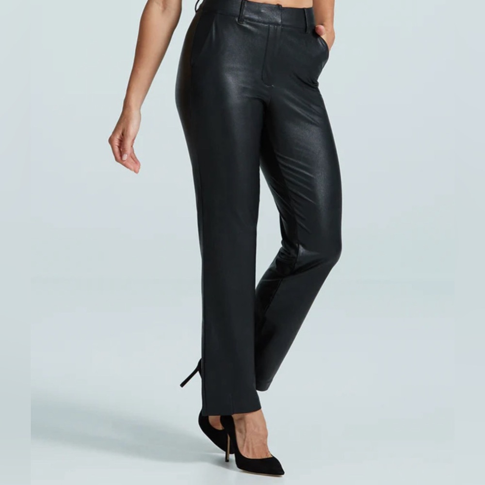 Commando Faux Leather Full Length Trouser Women’s L Black Shiny Stretch Shaping